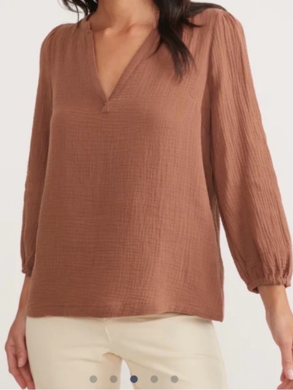 Marine Layer rose Cotton Gauze top blouse V-Neck $98 size M
